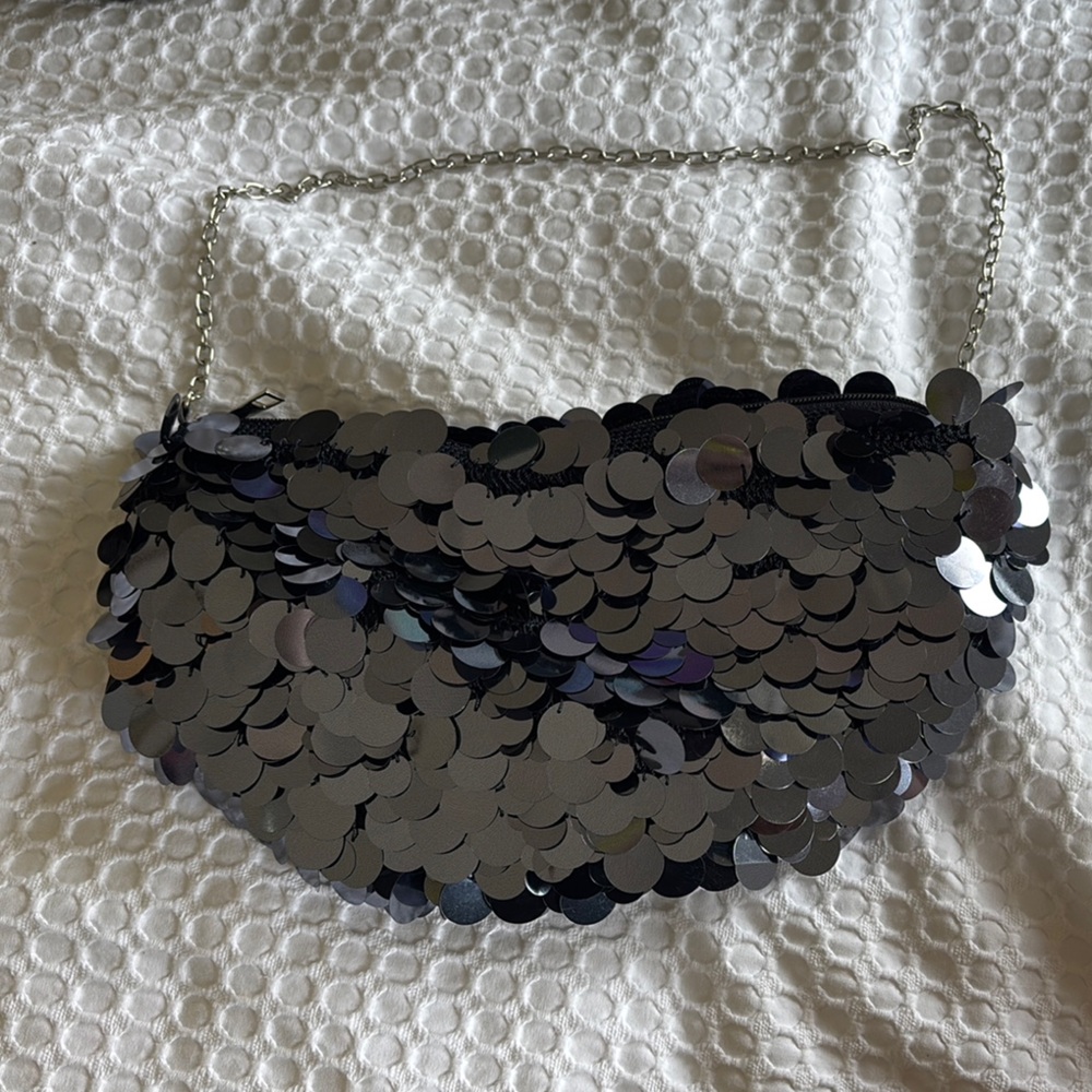 ASOS Navy Sequin Clutch with Chain Strap